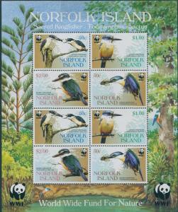 Norfolk Island 2004 SG898 Sacred Kingfisher WWF MS MNH