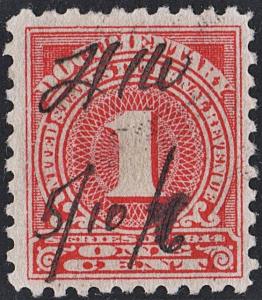 R207 1¢ Documentary Stamp (1914) Used