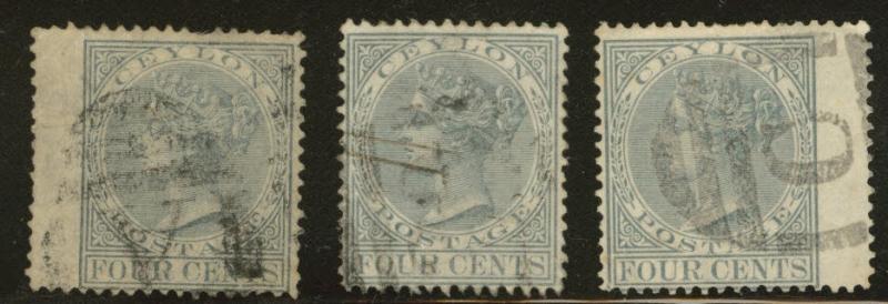 Ceylon Scott 64 used from 1872 Victoria  set perf 14 CC wmk 