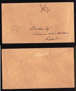 Canada-cover #13130-Stampless drop-1/2 black-York-Toronto, UC- No 25 1858 -