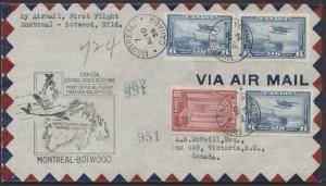 1939 Registered Flight Cover AUG 10 Imperial Airways Montreal to Botwood