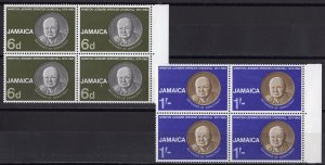 Jamaica 1966 Sc#252/253 TRIBUTE TO SIR WINSTON CHURCHILL Block of 4 MNH