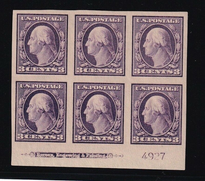 345 Plate Block XF OG lightly hinged with nice color cv $ 155 ! see pic ! 