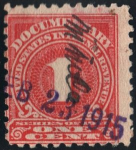 R207 1¢ Documentary Stamp (1914) Used