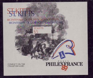 St Kitts-Sc #253-sheet-French Bicentennial-1989-unused-NH-