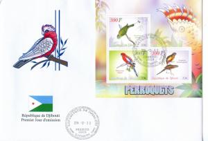 DJIBOUTI FDC PARROTS PERROQUETS BIRDS OISEAUX II