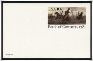 SC#UX87 10¢ Battle of Cowpens Postal Card Unused