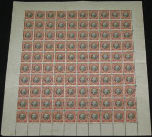 DANISH WEST INDIES #49 40Bit Fred VIII, Complete sheet of 100 NH VF