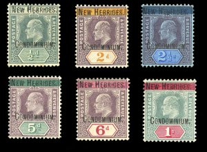 New Hebrides #1-6 Cat$213.35, 1908-19 1/2p-1sh, set of six, hinged