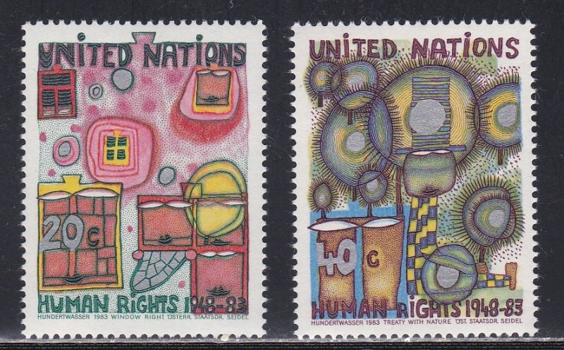 United Nations - New York, # 415-416, Human Right Painting NH, 1/2 Cat.