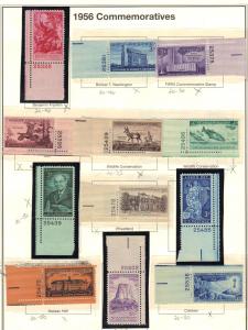 #1073-1085 mnh/vf  plate # singles set of 12 1956    