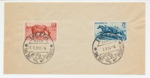 Piece of paper / Postmark Germany / Saar 1950 Horse day