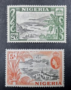 Nigeria: 1953 Queen Elizabeth Definitive, 2/6d & 5/- , MLH