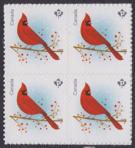 Canada 3365 Christmas Birds Holiday Cardinal P block 4 MNH 2022