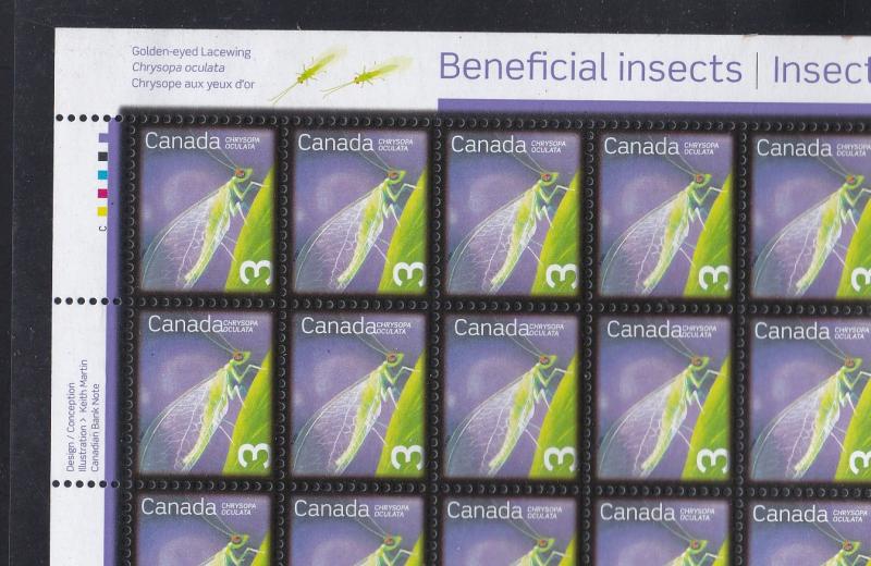 Canada # 2235 & 2235a, Beneficial Insects, Full Sheet with Error, NH
