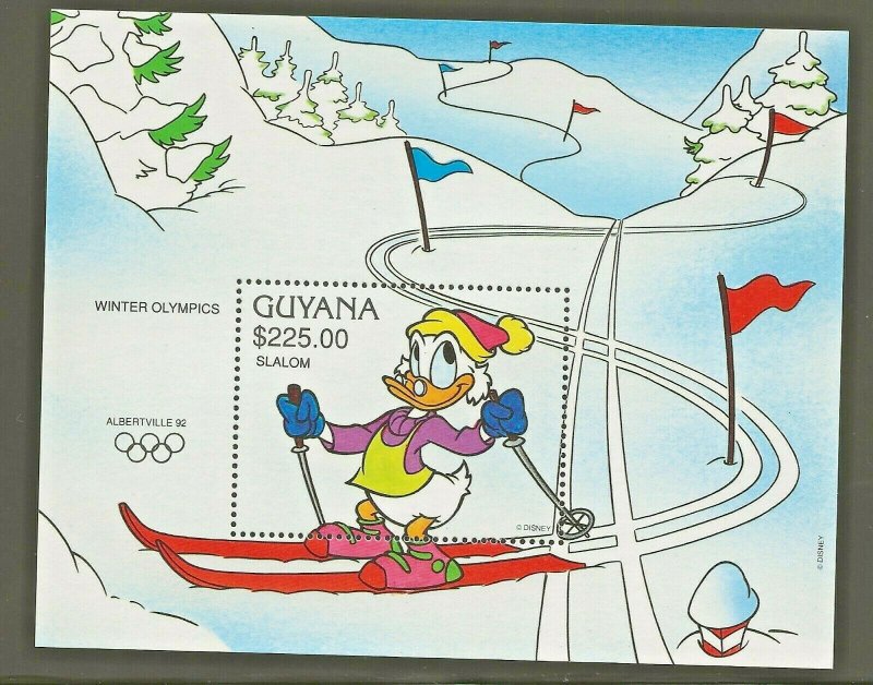 1991 WALT DISNEY GUYANA–WINTER OLYMPICS,ALBERTVILLE-SLALOM-SKING-SOUVENIR SHEET