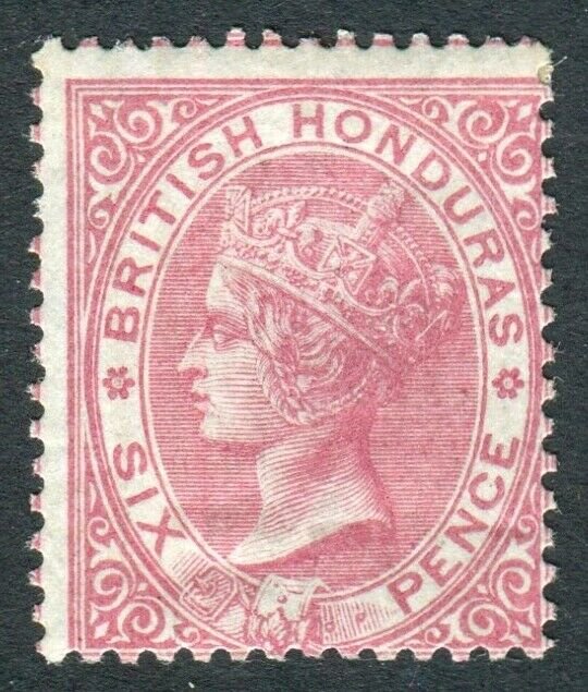 BRITISH HONDURAS-1865 6d Rose NO WMK. An average mounted example Sg 3