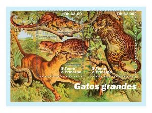 Sao Tome & Principe 2021 MNH Wild Animals Stamps Big Cats Tigers Jaguars 2v M/S