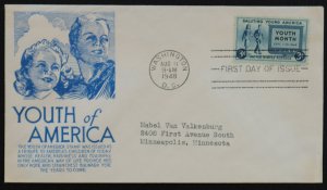 U.S. Used Stamp Scott #963 3c Youth of America Anderson First Day Cover