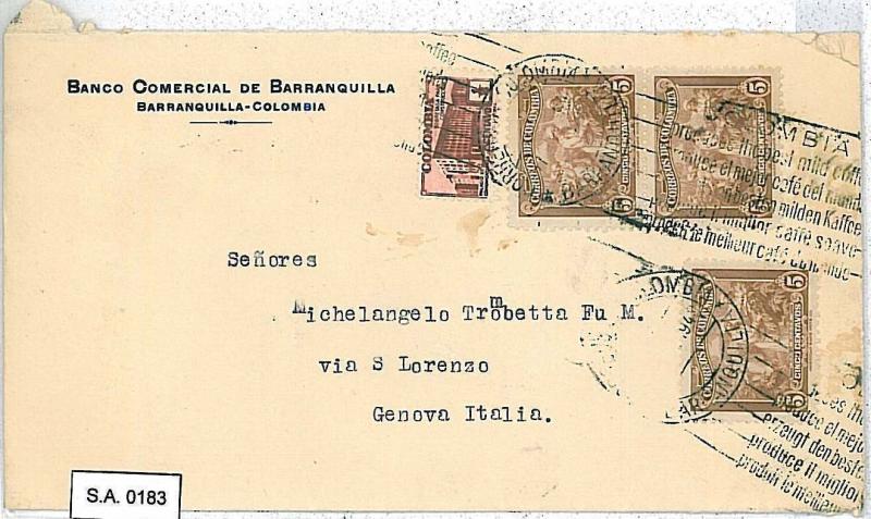 COFFE COFFEE: POSTMARK & STAMPS on cover -   COLOMBIA - COVER to ITALY