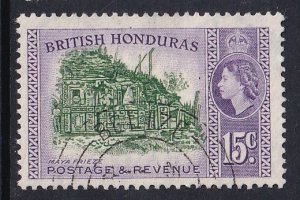 British Honduras  #150  used  1953  Mayan frieze  15c