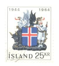 Iceland Sc 362 1964 25 kr Coat of Arms stamp used