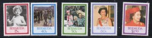 Bermuda Sc  499-503 1986 60th Birthday QE II stamp set  mint NH