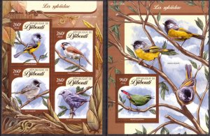 Djibouti 2016 Birds Warblers Sheet + S/S MNH