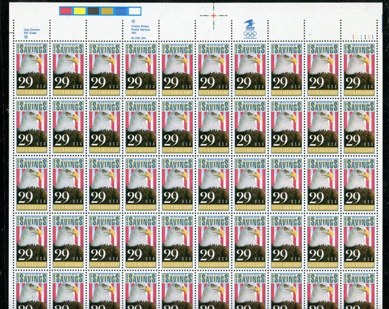 2534 Savings Bonds Sheet of 50 29¢ stamps MNH