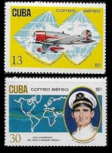 Cuba #C247-C248 F MLH35 Anniv Camaguey-Seville Flig