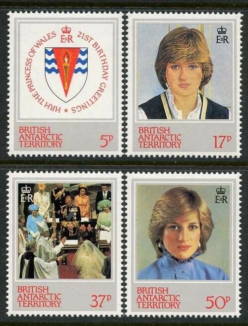 Br Antarctic Territory 1982 Princess Diana set Sc# 92-95 NH