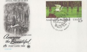 US First Day Cover Postcard 1989 America The Beautiful Wetlands Scott #UX129