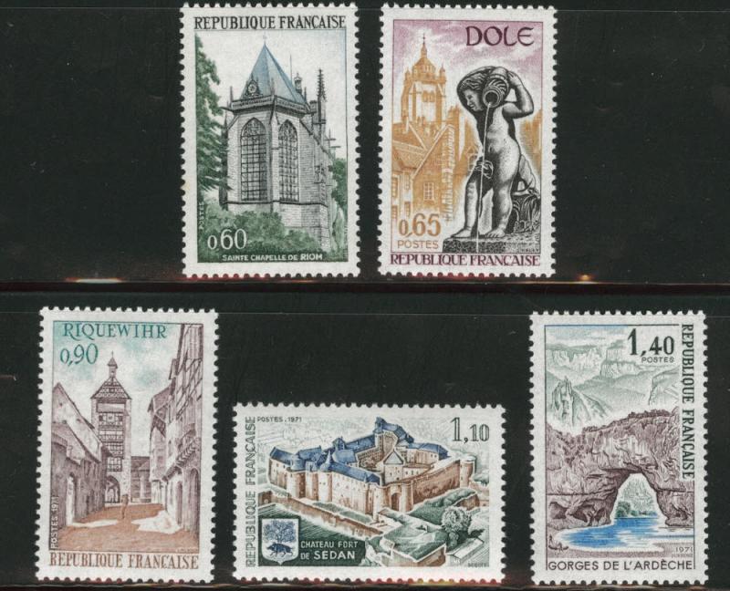 FRANCE Scott 1310-14 MNH** Tourism stamp set 1971 CV$2.50