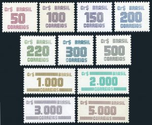 Brazil 1985-1995,MNH.Michel 2111-2121. Numeral stamps 1985-1986.