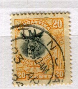 TANGANYIKA; 1922 early Giraffe issue used Shade of 20c. value, fair Postmark