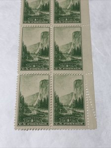 US 740 Yosemite National Parks 1C Block Of 6 Super Fold Over Mint Never Hinged 