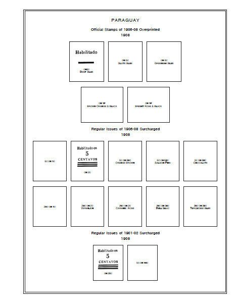 PRINTED PARAGUAY [CLASS.] 1870-1940 STAMP ALBUM PAGES (53 pages)