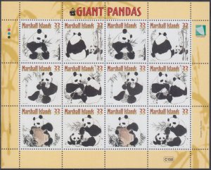 MARSHALL ISLANDS Sc #731 MNH SHEET of 12 , 2 SETS of 6 PANDAS