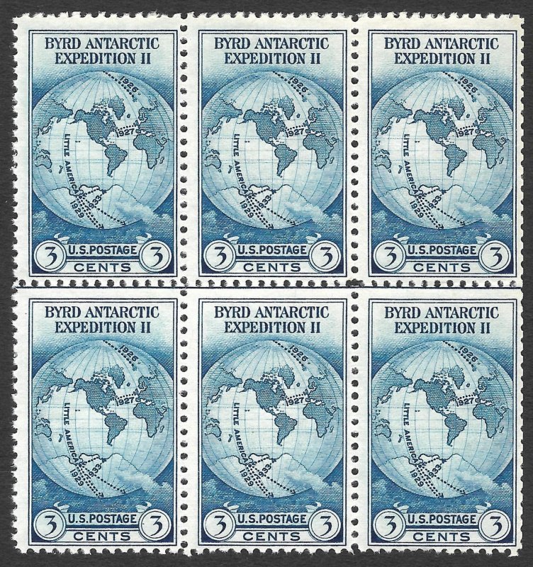 Doyle's_Stamps: MNH 1935 Bryd Spec. Printing H-CL Block of 6, Scott 753** NGAI