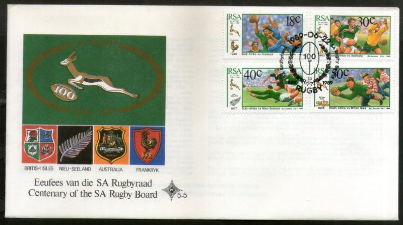 South Africa 1989 Rugby Board Sports Coat of Arms Sc 770-73 FDC # 6051