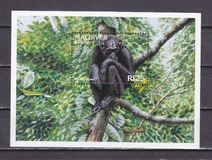 Maldives, Scott cat. 2196. Monkeys s/sheet.