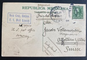 1914 USA US Invasion Of Veracruz Mexico Picture Postcard Cover to Switzerland