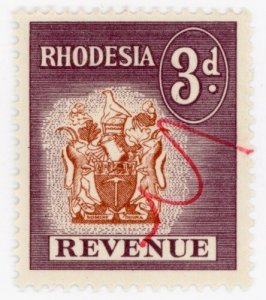 (I.B) Rhodesia Revenue: Duty Stamp 3d (1966)
