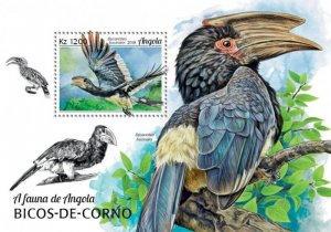 Angola - 2018 Hornbill Birds - Stamp Souvenir Sheet - ANG18122b