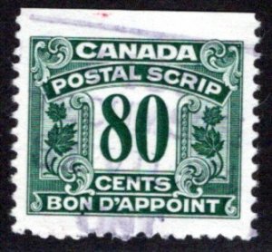 van Dam FPS21 - Used - 80c green - VF, Canada Postal Scrip First Issue
