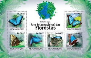 [850 22]- YEAR 2011 - MOZAMBIQUE - BUTTERFLIES      6V   complet set  MNH/**