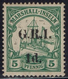 GRI MARSHALL ISLANDS 1914 YACHT 1D ON 5PF 5MM SPACING