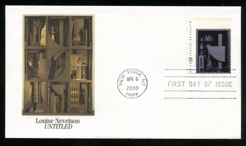 US 3381 Louise Nevelson, Black Chord UA Fleetwood cachet FDC