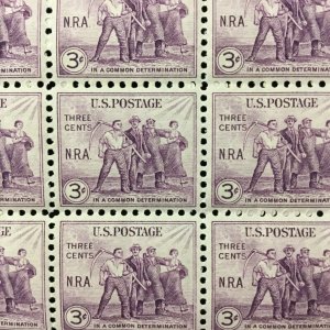 732   National Recovery Act   MNH 3c Sheet of 100    Issued in 1933