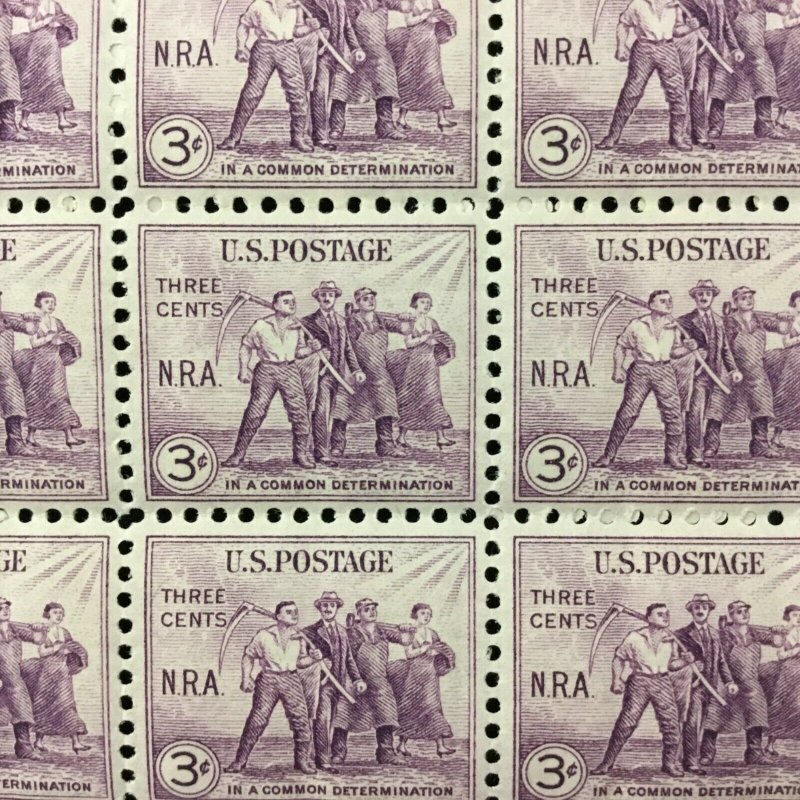 732   National Recovery Act   MNH 3c Sheet of 100    Issued in 1933